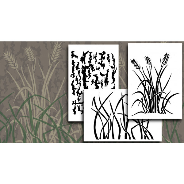 Acid Tactical® 2 Pack - 9x14 Camouflage Airbrush Spray Paint Stencils -  Duck Blind Tree Stand (Grass, Fern Camo)