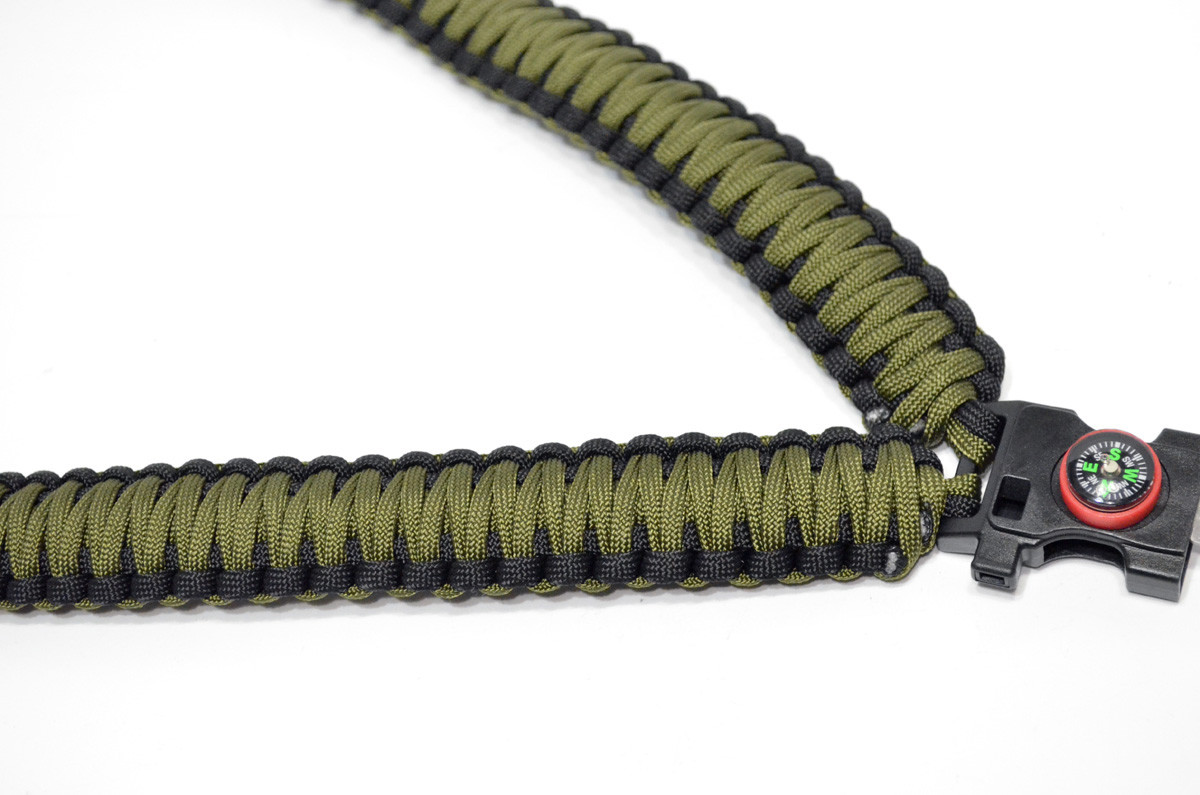 Paracord Rifle Sling With Compass, Flint, Striker Dark Earth Acid Tactical®