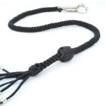BLACK - Paracord Motorcycle Whip Get Back whip 1" Ball & Skulls 36"
