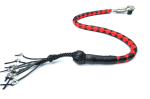 RED BLACK - PU Leather Motorcycle Whip Get Back whip 1" Ball & Skulls 36" - Image 2