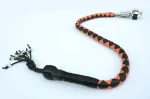 ORANGE BLACK - PU Leather Motorcycle Whip Get Back whip 1" Ball & Skulls 36" - Image 2