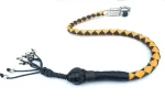 YELLOW BLACK - PU Leather Motorcycle Whip Get Back whip 1" Ball & Skulls 36" - Image 2