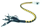 YELLOW BLACK - PU Leather Motorcycle Whip Get Back whip with Skull Tassles 36" - Image 2