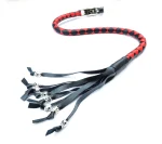 RED BLACK - PU Leather Motorcycle Whip Get Back whip with Skull Tassles 36" - Image 2