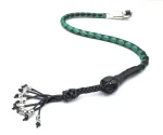 GREEN BLACK - PU Leather Motorcycle Whip Get Back whip 1" Ball & Skulls 36"