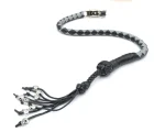 GRAY BLACK - PU Leather Motorcycle Whip Get Back whip 1" Ball & Skulls 36" - Image 2