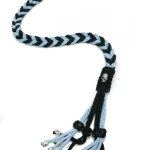 POWDER BLUE BLACK - Paracord Motorcycle Biker Whip Get Back whip Metal Skulls 36"