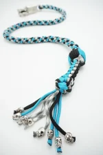 TEAL GRAY BLACK - Paracord Motorcycle Whip Get Back whip 1" Ball & Skulls 36"