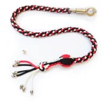 RED WHITE BLACK - Paracord Motorcycle Whip Get Back whip 1" Ball & Skulls 36" - Image 2