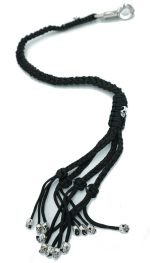 BLACK - Paracord Motorcycle Biker Whip Get Back whip Metal Skulls 36"