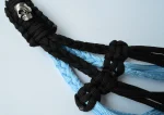 POWDER BLUE BLACK - Paracord Motorcycle Biker Whip Get Back whip Metal Skulls 36" - Image 11