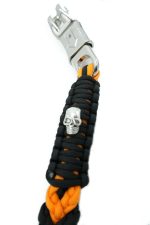 ORANGE BLACK - Paracord Motorcycle Biker Whip Get Back whip Metal Skulls 36" - Image 11