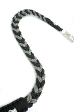 GRAY BLACK - Paracord Motorcycle Biker Whip Get Back whip Metal Skulls 36" - Image 3