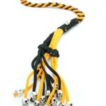 ORANGE BLACK - Paracord Motorcycle Biker Whip Get Back whip Metal Skulls 36"