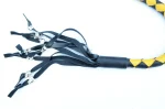 YELLOW BLACK - PU Leather Motorcycle Whip Get Back whip with Skull Tassles 36" - Image 4