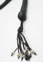 BLACK - PU Leather Motorcycle Whip Get Back whip 1" Ball & Skulls 36" - Image 3