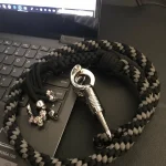 GRAY BLACK - Paracord Motorcycle Whip Get Back whip 1" Ball & Skulls 36" - Image 4