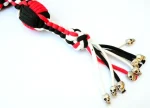 RED WHITE BLACK - Paracord Motorcycle Whip Get Back whip 1" Ball & Skulls 36" - Image 4