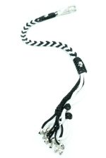WHITE BLACK - Paracord Motorcycle Biker Whip Get Back whip Metal Skulls 36" - Image 4