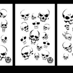 SKULLS - Mylar Camo Skull Gun Spray Painting Stencils RC Model Airbrush 3 PACK