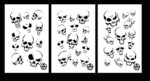 SKULLS - Mylar Camo Skull Gun Spray Painting Stencils RC Model Airbrush 3 PACK