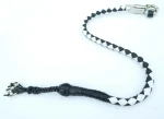 BLACK WHITE - PU Leather Motorcycle Whip Get Back whip 1" Ball & Skulls 36"