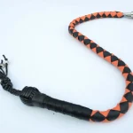 ORANGE BLACK - PU Leather Motorcycle Whip Get Back whip 1" Ball & Skulls 36"