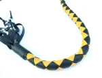 YELLOW BLACK - PU Leather Motorcycle Whip Get Back whip with Skull Tassles 36" - Image 5