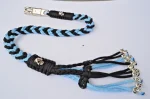 POWDER BLUE BLACK - Paracord Motorcycle Biker Whip Get Back whip Metal Skulls 36" - Image 5