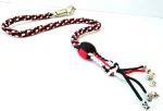 RED WHITE BLACK - Paracord Motorcycle Whip Get Back whip 1" Ball & Skulls 36" - Image 5