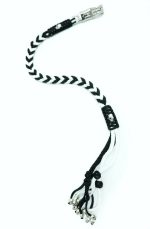 WHITE BLACK - Paracord Motorcycle Biker Whip Get Back whip Metal Skulls 36" - Image 5