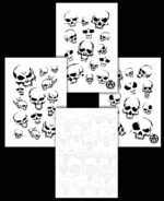 PUNISHER & SKULLS - RC Model Spray Paint Camo Gun Stencils ADHESIVE & MYLAR - 4 PACK