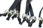 GRAY BLACK - PU Leather Motorcycle Whip Get Back whip with Skull Tassles 36" - Image 4