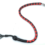 RED BLACK - PU Leather Motorcycle Whip Get Back whip 1" Ball & Skulls 36"