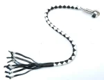 WHITE BLACK - PU Leather Motorcycle Whip Get Back whip with Skull Tassles 36" - Image 6