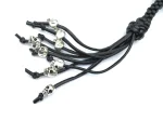 GRAY BLACK - PU Leather Motorcycle Whip Get Back whip 1" Ball & Skulls 36" - Image 6