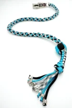 TEAL GRAY BLACK - Paracord Motorcycle Whip Get Back whip 1" Ball & Skulls 36" - Image 6