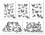 SKULLS & BONES - Airbrush Paint Stencils MYLAR 5 PACK