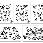 SKULLS & BONES - Airbrush Paint Stencils MYLAR 5 PACK