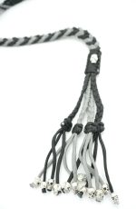 GRAY BLACK - Paracord Motorcycle Biker Whip Get Back whip Metal Skulls 36" - Image 7