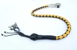 YELLOW BLACK - PU Leather Motorcycle Whip Get Back whip 1" Ball & Skulls 36" - Image 5