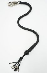 BLACK - PU Leather Motorcycle Whip Get Back whip 1" Ball & Skulls 36" - Image 7