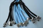 POWDER BLUE BLACK - Paracord Motorcycle Biker Whip Get Back whip Metal Skulls 36" - Image 7