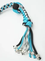 TEAL GRAY BLACK - Paracord Motorcycle Whip Get Back whip 1" Ball & Skulls 36" - Image 7