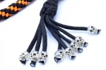 HARLEY ORANGE BLACK - Paracord Motorcycle Whip Get Back whip 1" Ball & Skulls 36" - Image 7