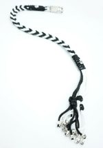 WHITE BLACK - Paracord Motorcycle Biker Whip Get Back whip Metal Skulls 36" - Image 7