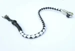 BLACK WHITE - PU Leather Motorcycle Whip Get Back whip 1" Ball & Skulls 36" - Image 7