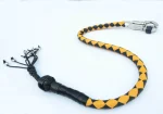 YELLOW BLACK - PU Leather Motorcycle Whip Get Back whip 1" Ball & Skulls 36"