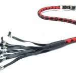 RED BLACK - PU Leather Motorcycle Whip Get Back whip with Skull Tassles 36"