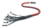 RED BLACK - PU Leather Motorcycle Whip Get Back whip with Skull Tassles 36"